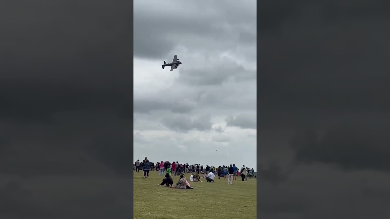 A flyby of RAF Battle of Britain Memorial Flight Avro Lancaster PA474 At Wallop Wheels & Wings 2023