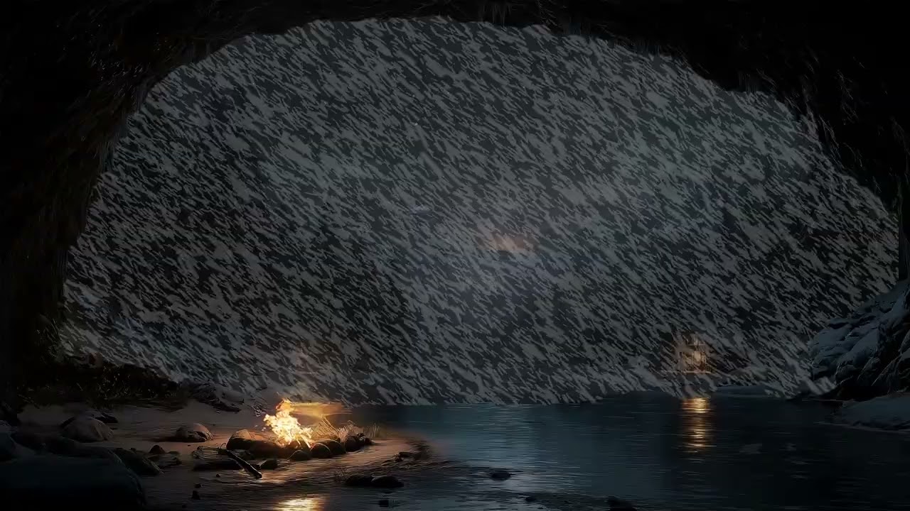 Cozy Winter Cave Ambience with Wind and Crackling Fireplace for Deep Sleep, Rest & Stress Relief ❄️