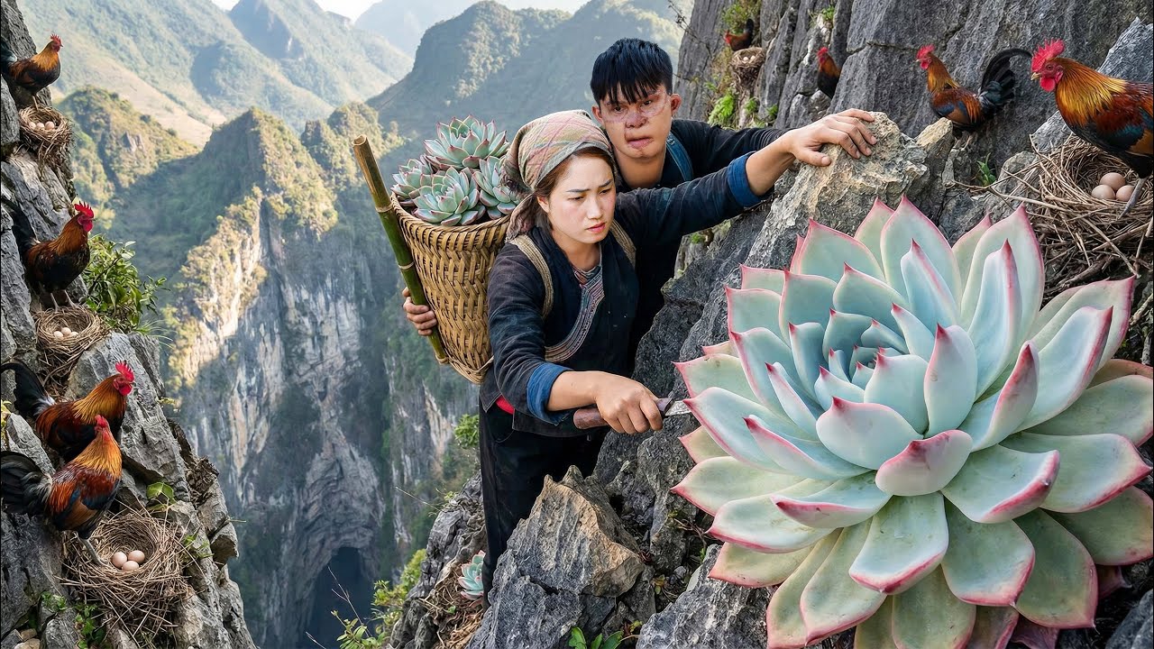 Risking Her Life Female CEO Harvests Succulents & Wild Chickens in Extreme Mountain Survival