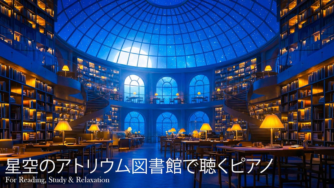【Piano BGM】星空のアトリウム図書館で聴くピアノ｜ Piano Music for Reading, Study & Relaxation