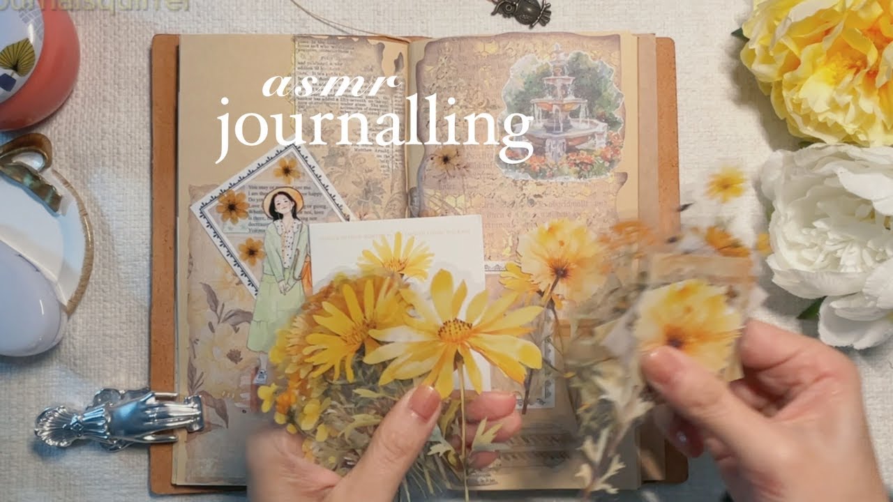 ASMR |🌼Early Autumn💚| Art Journal With Me