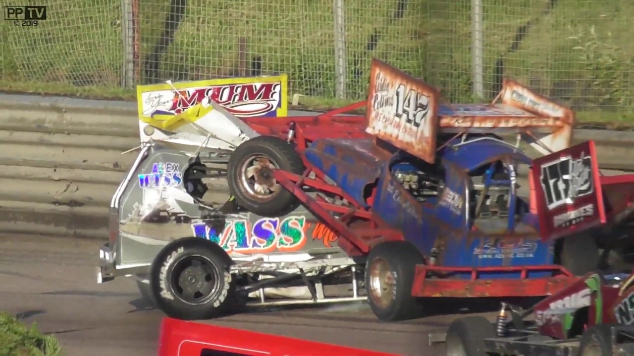 BriSCA F1 Crashes/Highlights(+ Ministox & V8 Hotstox), Birmingham Wheels Raceway, 8/6/19