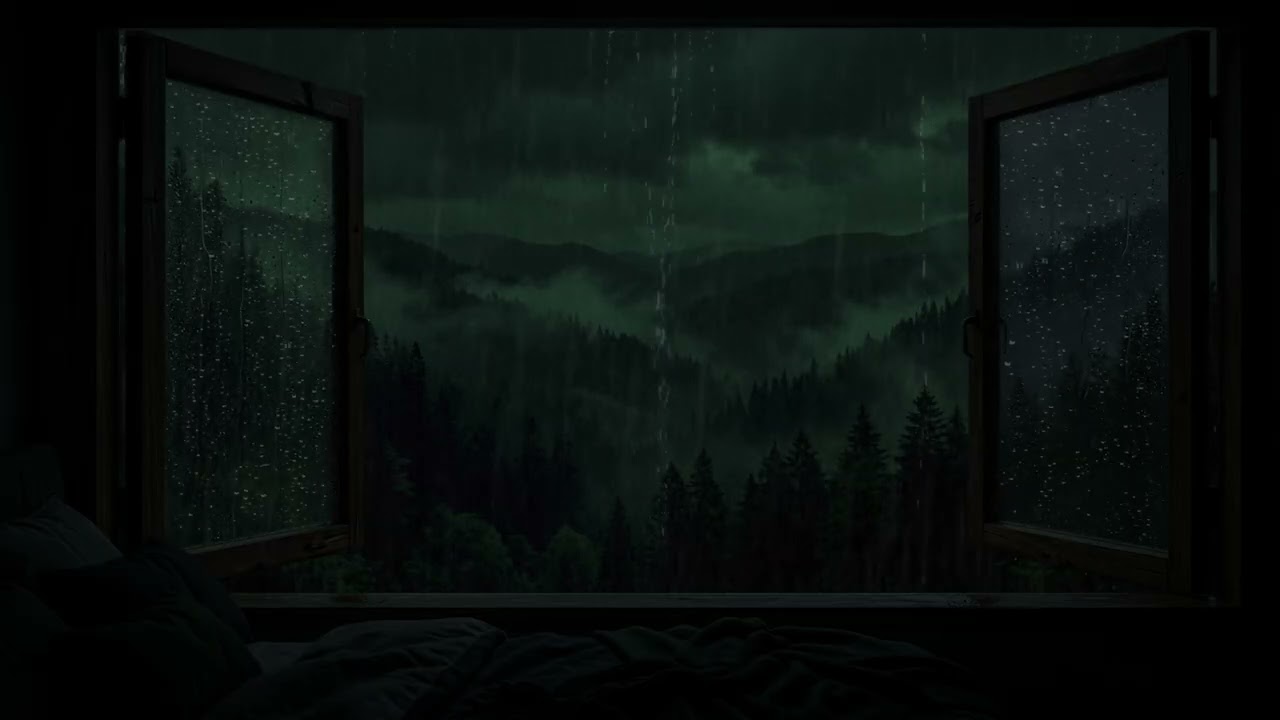 Relaxing Rain Falling Outside the Window | Cozy Rainy Night Ambience for Deep Sleep