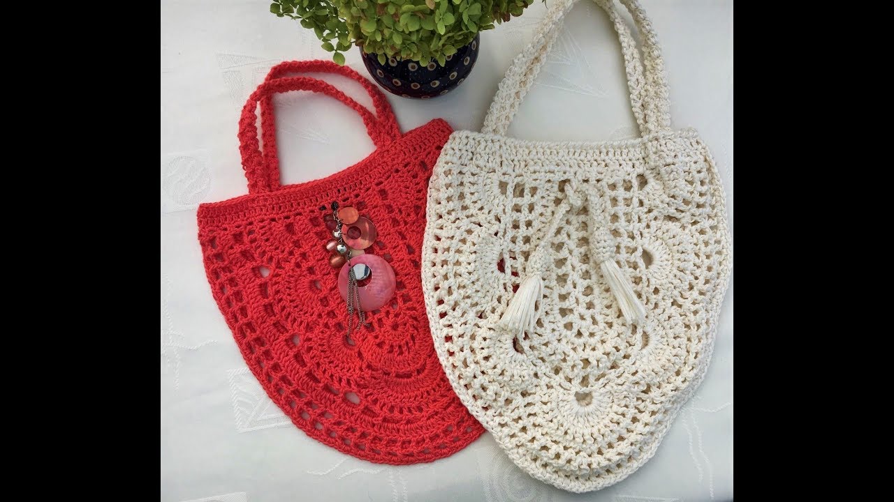 Tasche häkeln, oval, Beutel, Einkaufsnetz, Handbag