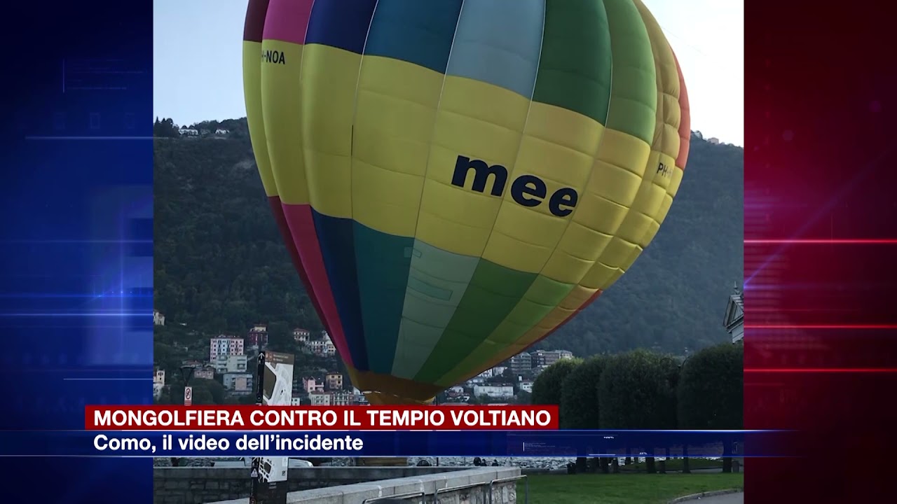 Etg - Mongolfiera contro il Tempio Voltiano. Il video dell'incidente a Como