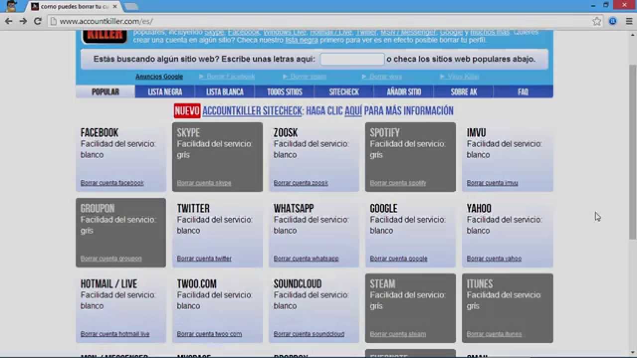 Páginas que Debes Conocer - 12 Guía para Eliminar Cuentas de Internet