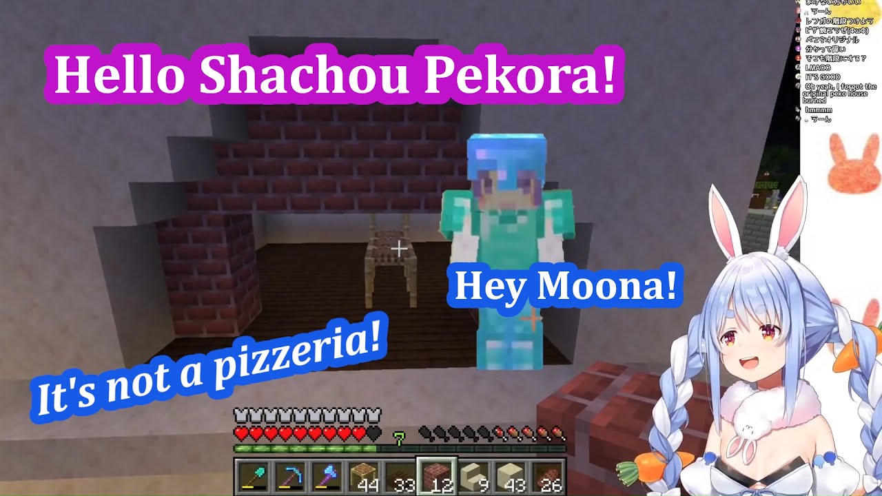 Pekora and Moona build a new house PART 1【Hololive/Eng Sub】【Minecraft】