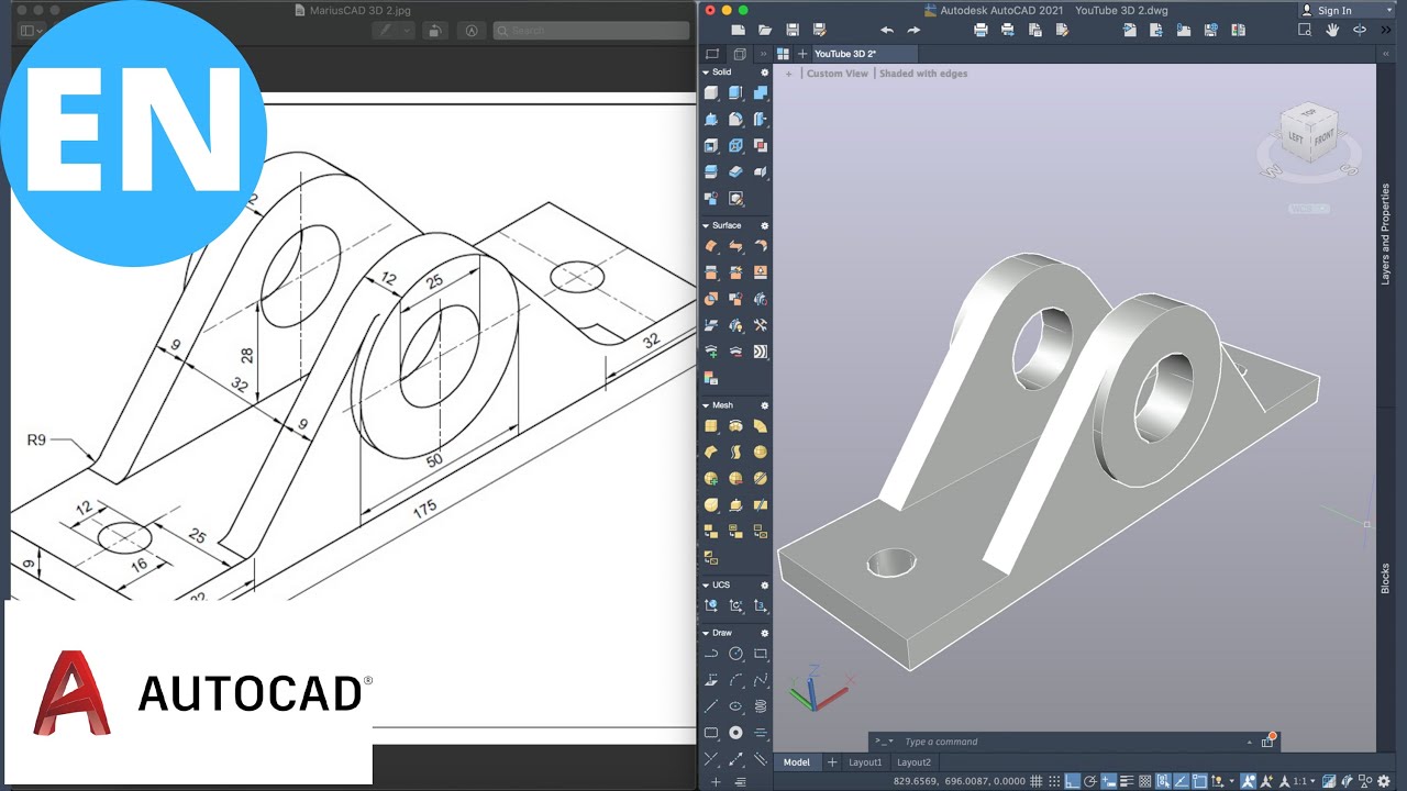AutoCAD | 3D Tutorial for Beginners | Exercise 2