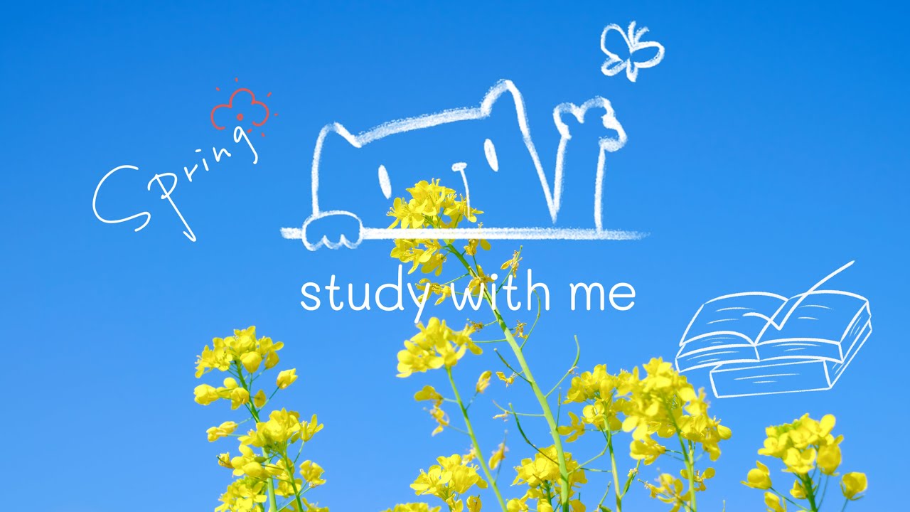 Study with Me|75-mins Pomodoro|Calm Piano Music |spring |real timechannel |relax