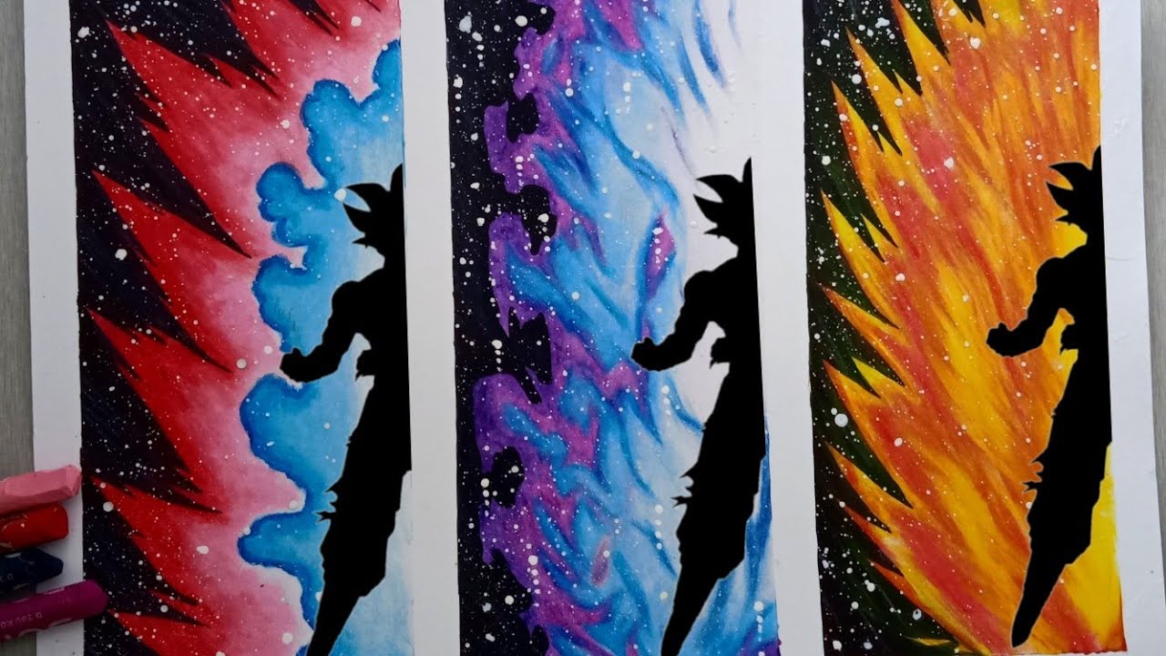 how to Draw Goku aura with oil pastel very easy tutorial
