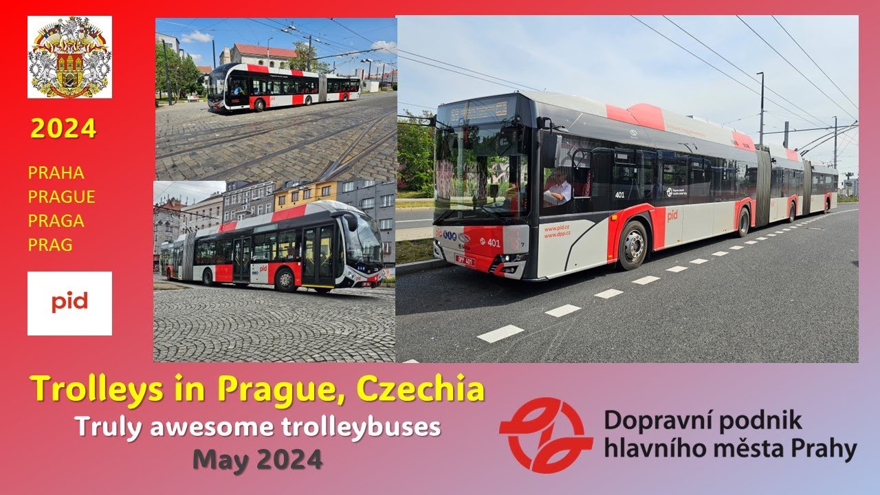 Prague, Czechia: Trolleybuses in Spring 2024 on Lines 58 and 59: 18m and 24.7m trolleybuses at work.