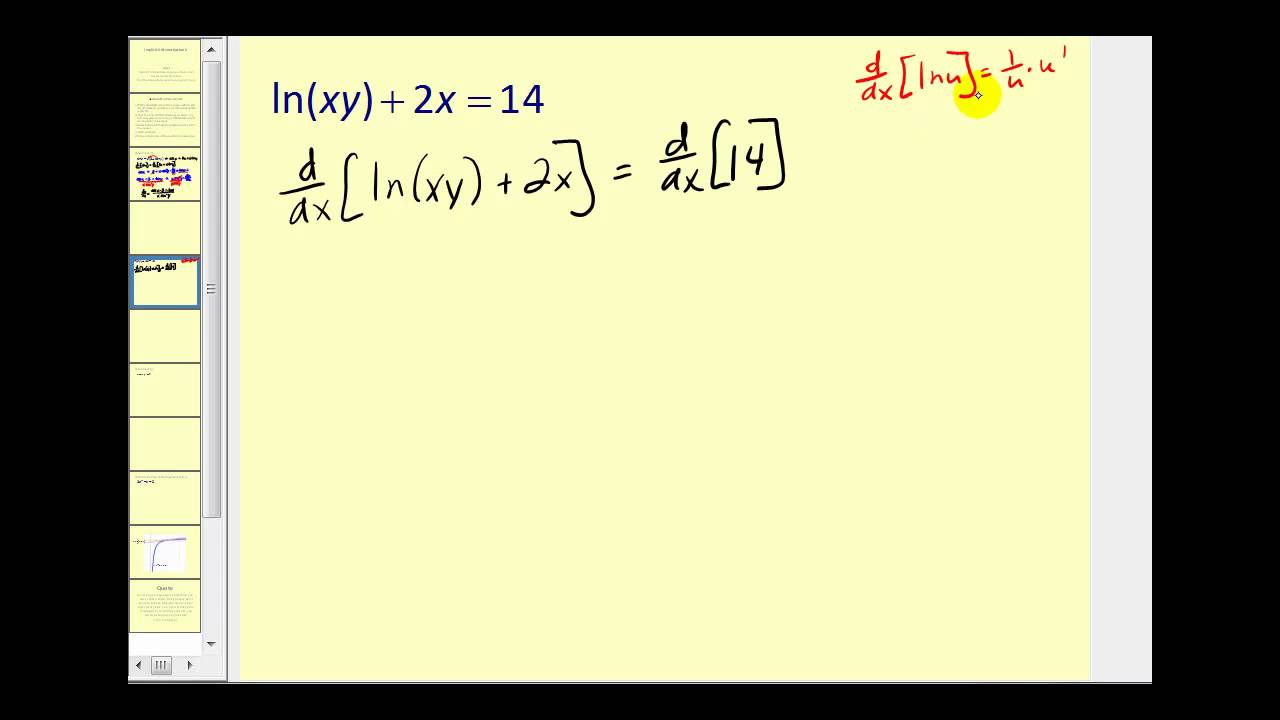 Implicit Differentiation with Transcendental Functions