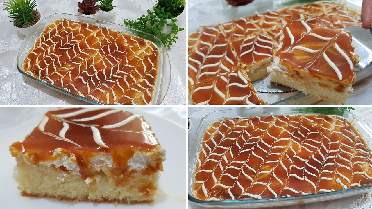 كيك بارد بالحليب رهييييب بذوق الموز والكراميل
