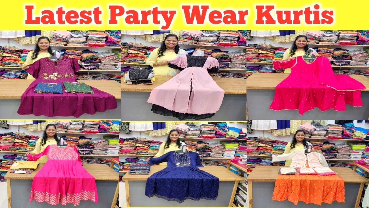Latest PartyWear Kurtis | Partywear Dresses @650₹ | Vyshnavi wholesale market @joystrendsvlogs6293