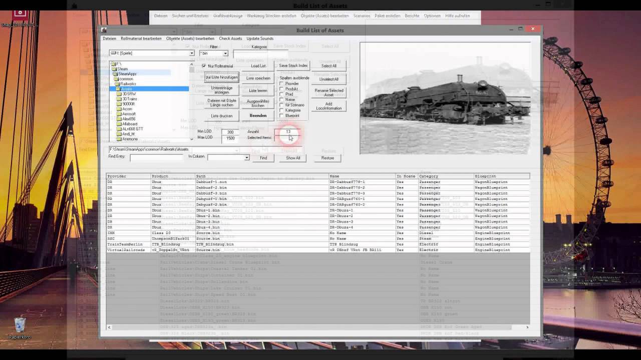 RW Tools - Assetsliste erstellen