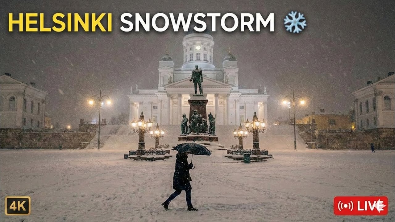 🔴 HEAVY Snow Blizzard City Walk 24/7 ❄️🌨️ Winter Storm in Helsinki Finland 4K February 2025 🔴 SLOWTV