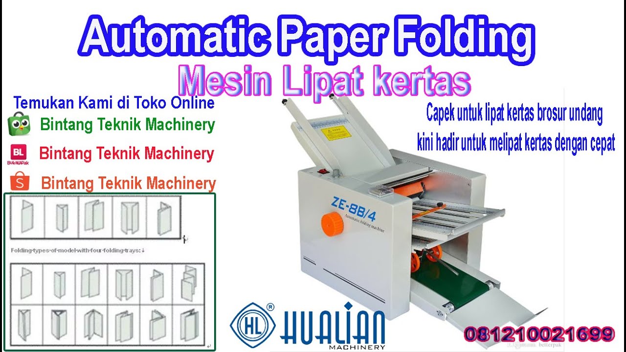 Mesin lipat kertas otomatis Folding paper ZE-8B mesin Hualian