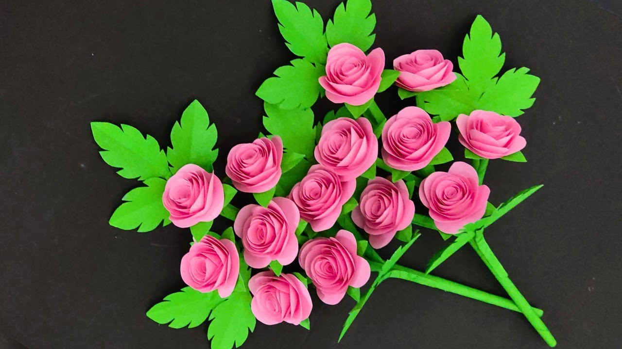 Easy Paper Rose Flower Making Step By Step | Handmade Paper Flowers | DIY  Craft 
