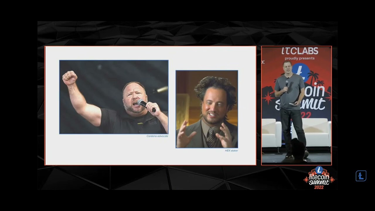Tyler Spalding speaking on the banking system at the LiteCoin Summit 2022