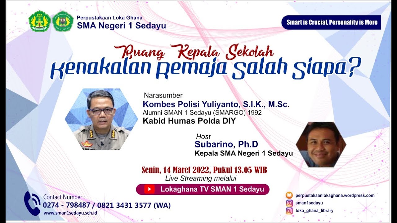 Kenakalan Remaja Salah Siapa?  | Talkshow bersama Kabid Humas Polda DIY | Ruang Kepala Sekolah