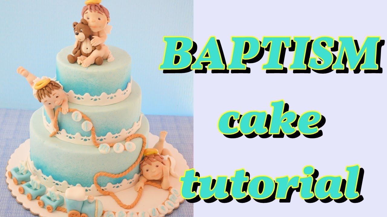 fondant  Baptism cake tutorial torta battesimo angeli pasta di zucchero tutorial