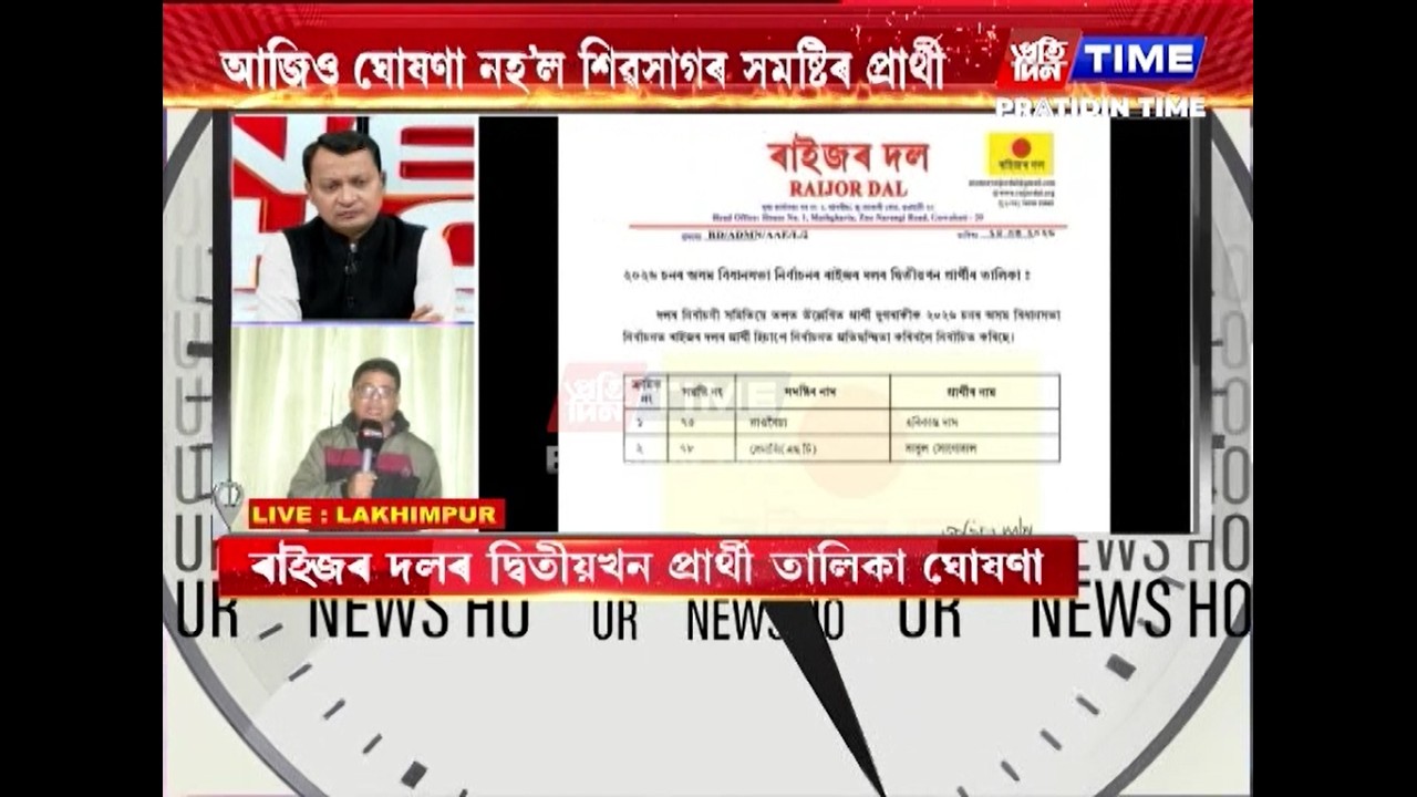 ৰাইজৰ দলৰ দ্বিতীয়খন প্রাৰ্থী তালিকা ঘোষণা