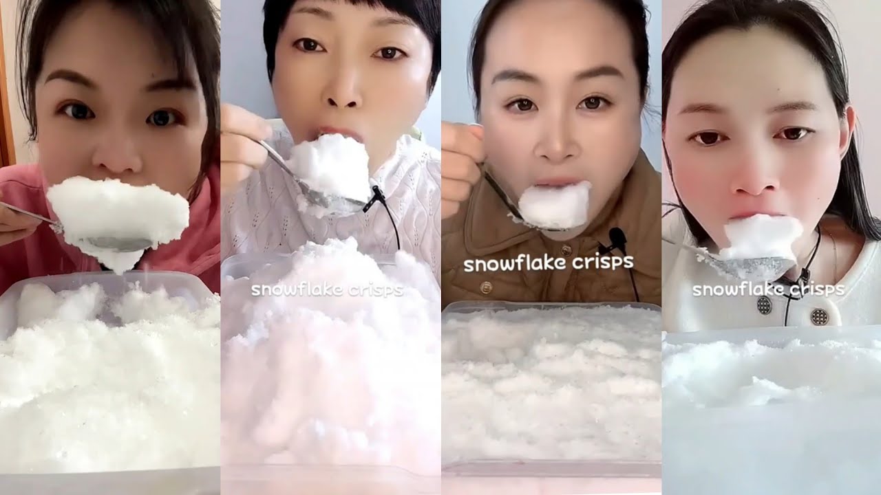 ASMR white ice eating only bites