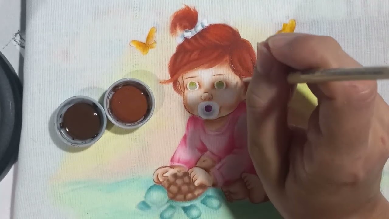 Como pintar bebêzinha com cabelo ruivo PARTE FINAL