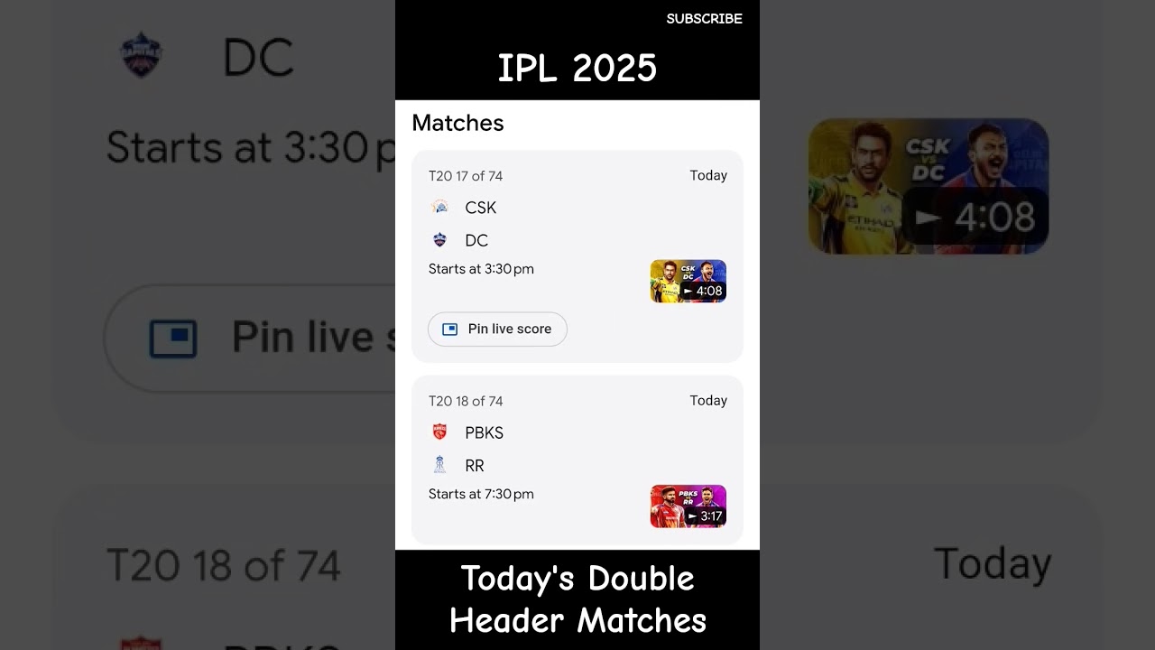 Double Header Today in IPL #csk #dc #pbks #rr #ipl #cricket #msdhoni #shreyasiyer