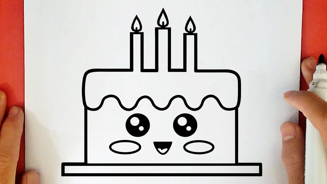 COME DISEGNARE UNA TORTA DI COMPLEANNO KAWAII