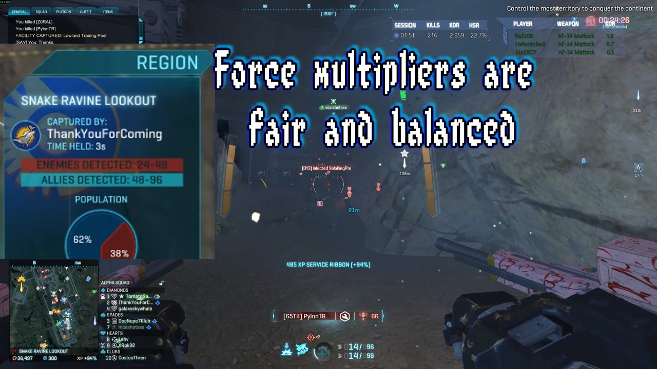 PlanetSide 2 | 50 kills 6 minutes | capturing Snake Ravine for my solo outfit | MAX gameplay