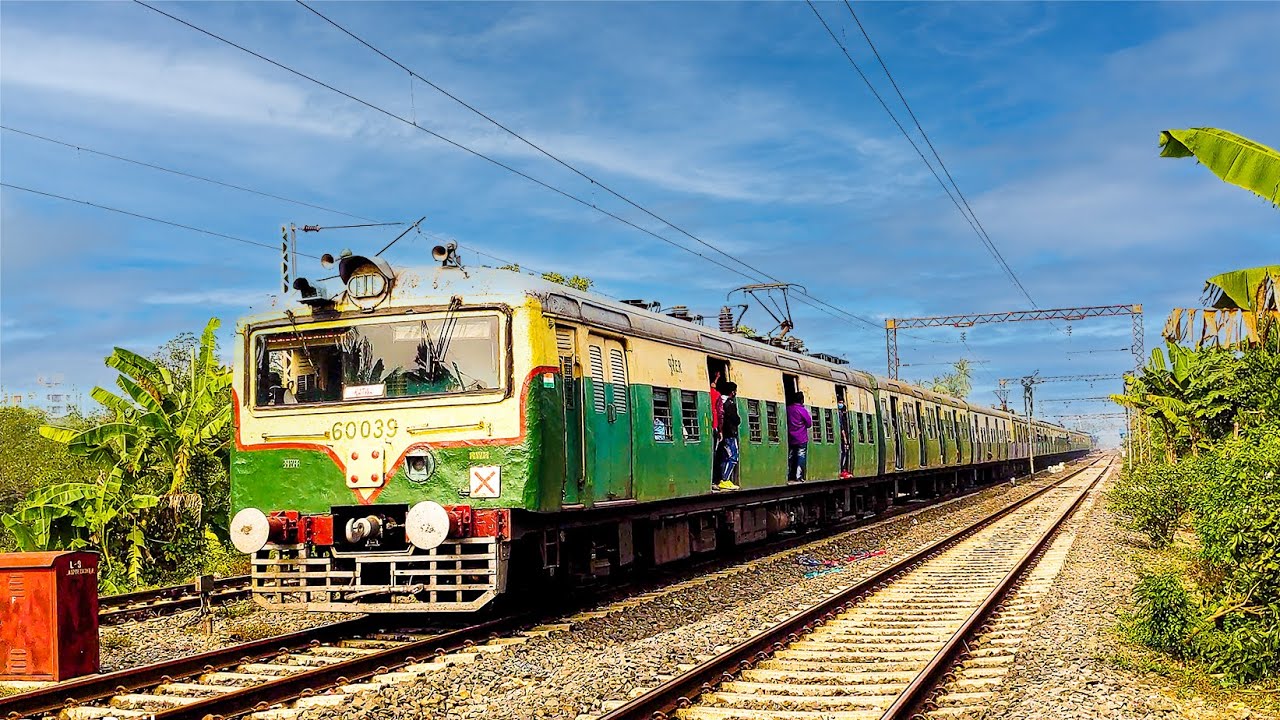 Beautiful old green face Electric Multiple Unit local train on the move | Indian Railways