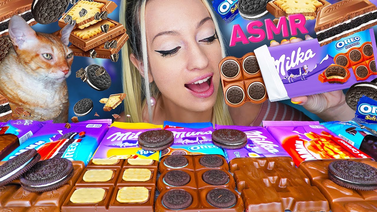 ASMR EATING CHOCOLATE MILKA & OREO PARTY 초콜릿 달달한 음식 (CAKE, DESSERT, CHOCOLATE CANDY BARS) MUKBANG 먹방