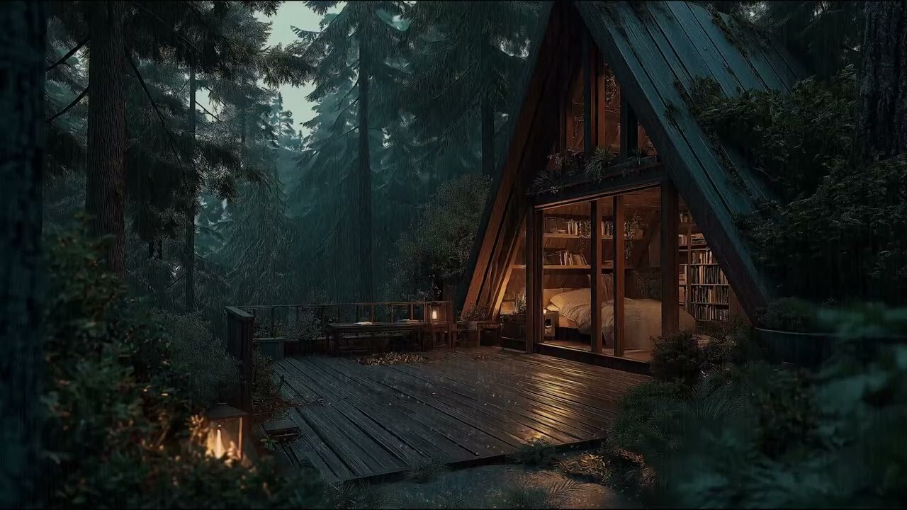 Calm Rainforest Treehouse Night with Soft Rain Sounds for Relaxation and Peaceful Sleep