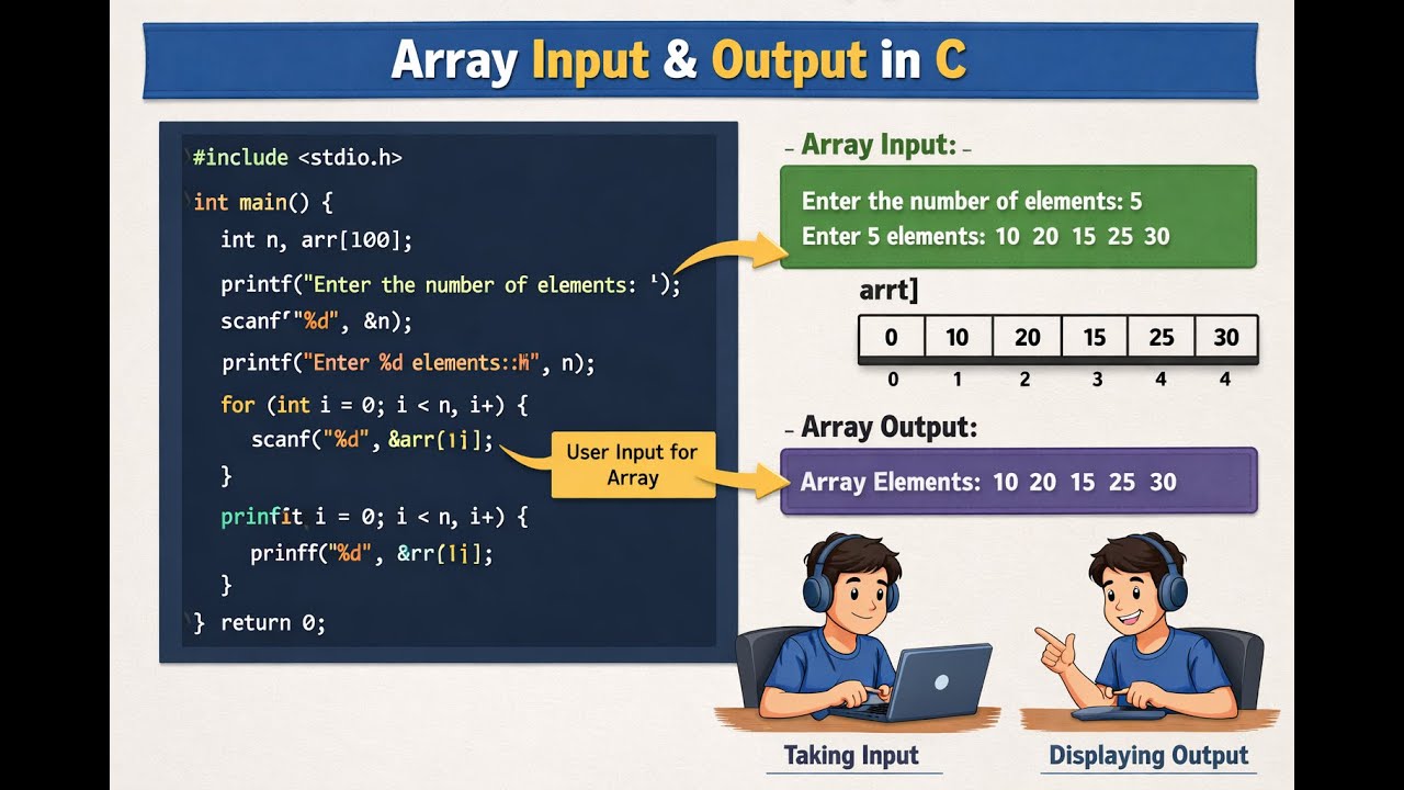 C Arrays | C program to print array elements with the GATE Learner | C Programing for beginners gate