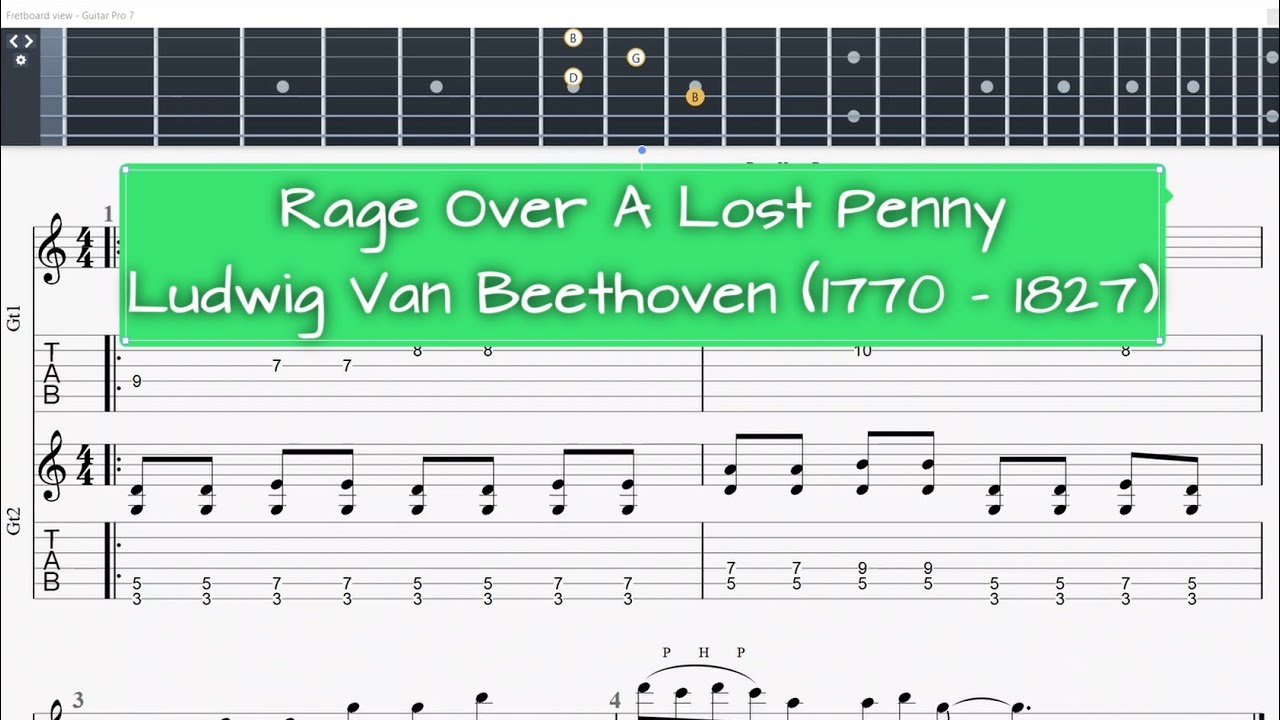 Rage Over A Lost Penny (v1) - Ludwig Van Beethoven (1770 - 1827) - Guitar Tab