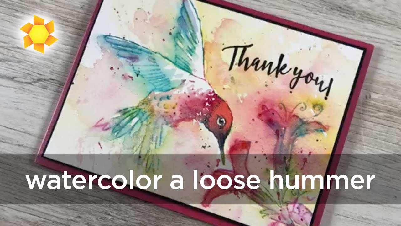 Watercolor a loose hummingbird - with a dot card