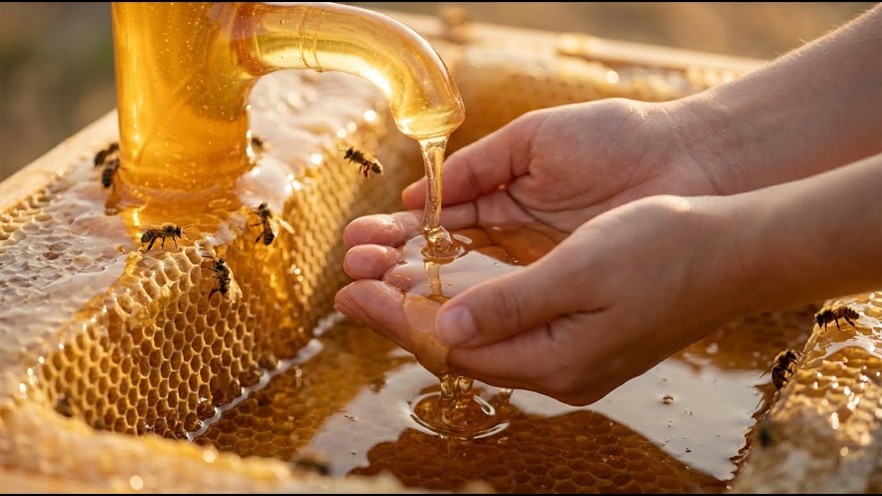 Golden Honey ASMR | Slow Flowing Honey Sink Handwash | Relaxing Sticky ASMR