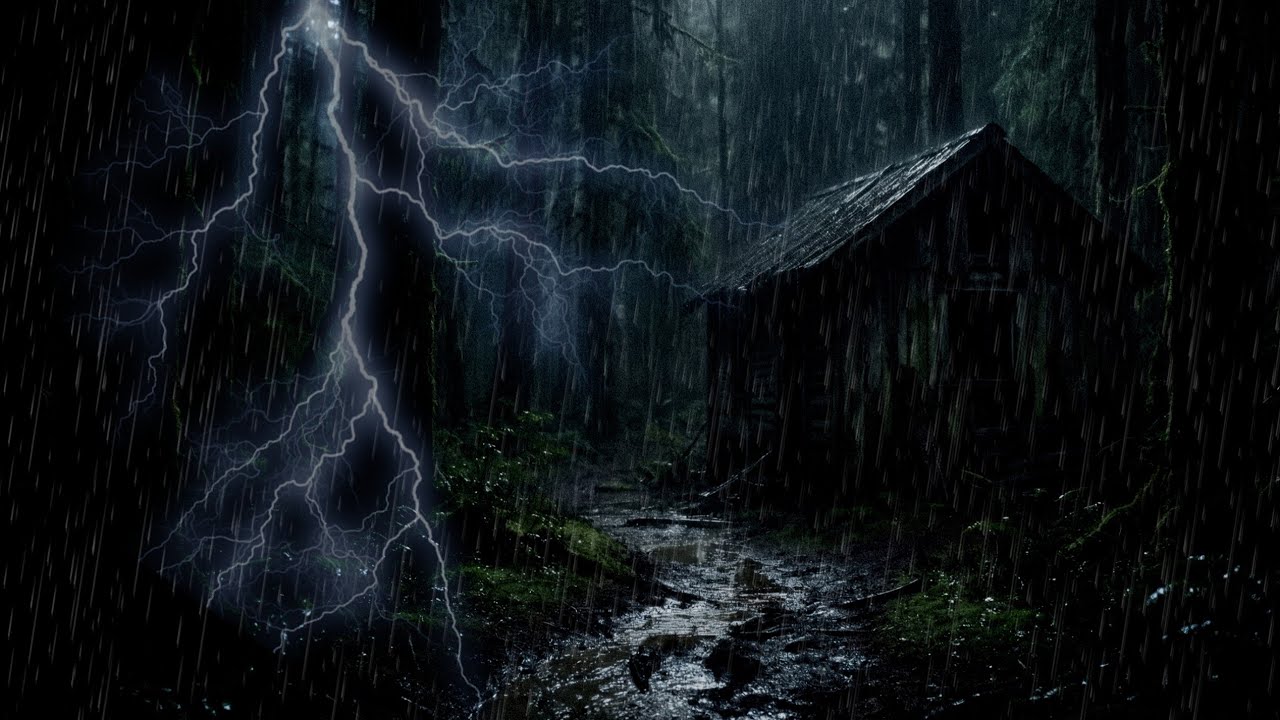 Gradually Into a Deep Sleep with Extremely Strong Rain & Thunder Resounding on the Wild Forest Farm