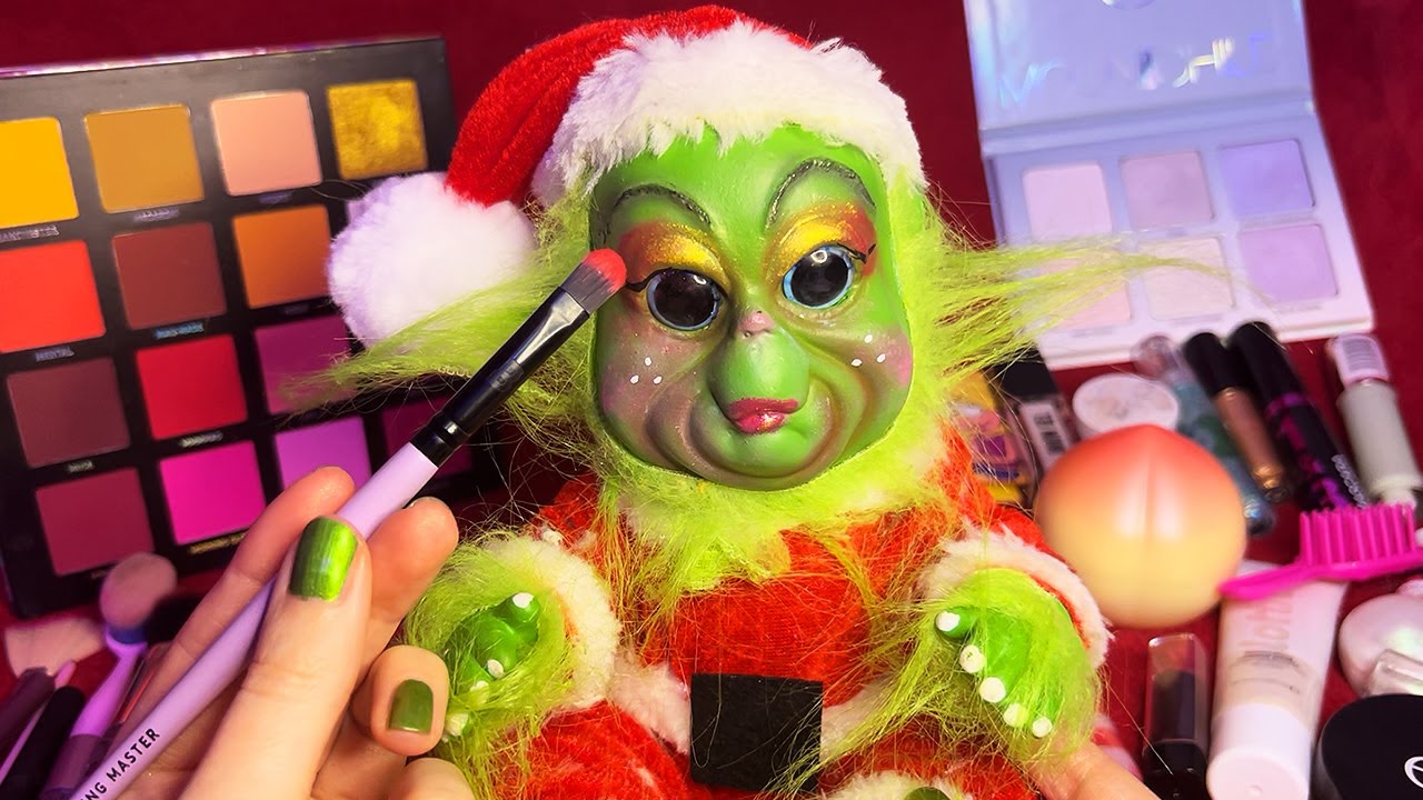 ASMR Grinch Makeup and Hairstyling (Whispered)