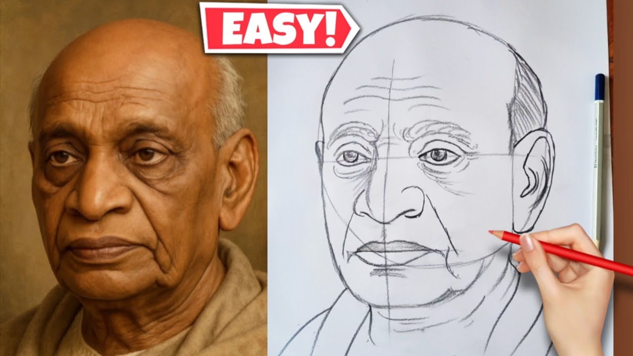 Sardar Vallabhbhai Patel Drawing | Freedom fighter drawing | Sardar patel drawing