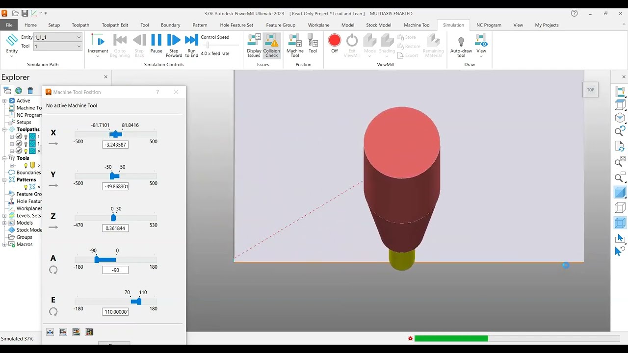 Autodesk PowerMill — LEAD и LEAN — Определение оси инструмента