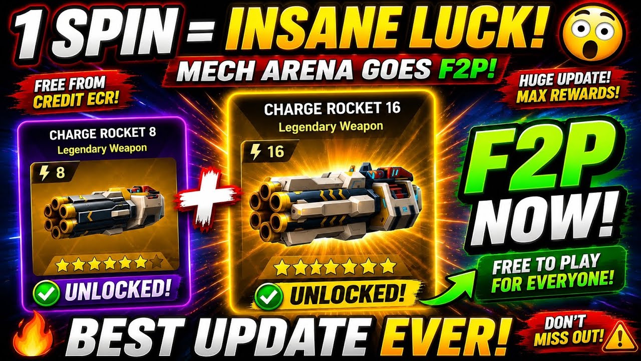 Luckiest Mech Arena Pull Ever🧿| I GOT Charge Rocket 16 IN 1 SPIN! 😱 Mech Arena Goes F2P! 