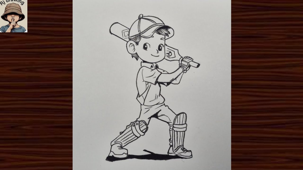 How to Draw a Boy Playing Cricket||Cute Boy Cricket Sketch Tutorial🏏🏏🏏