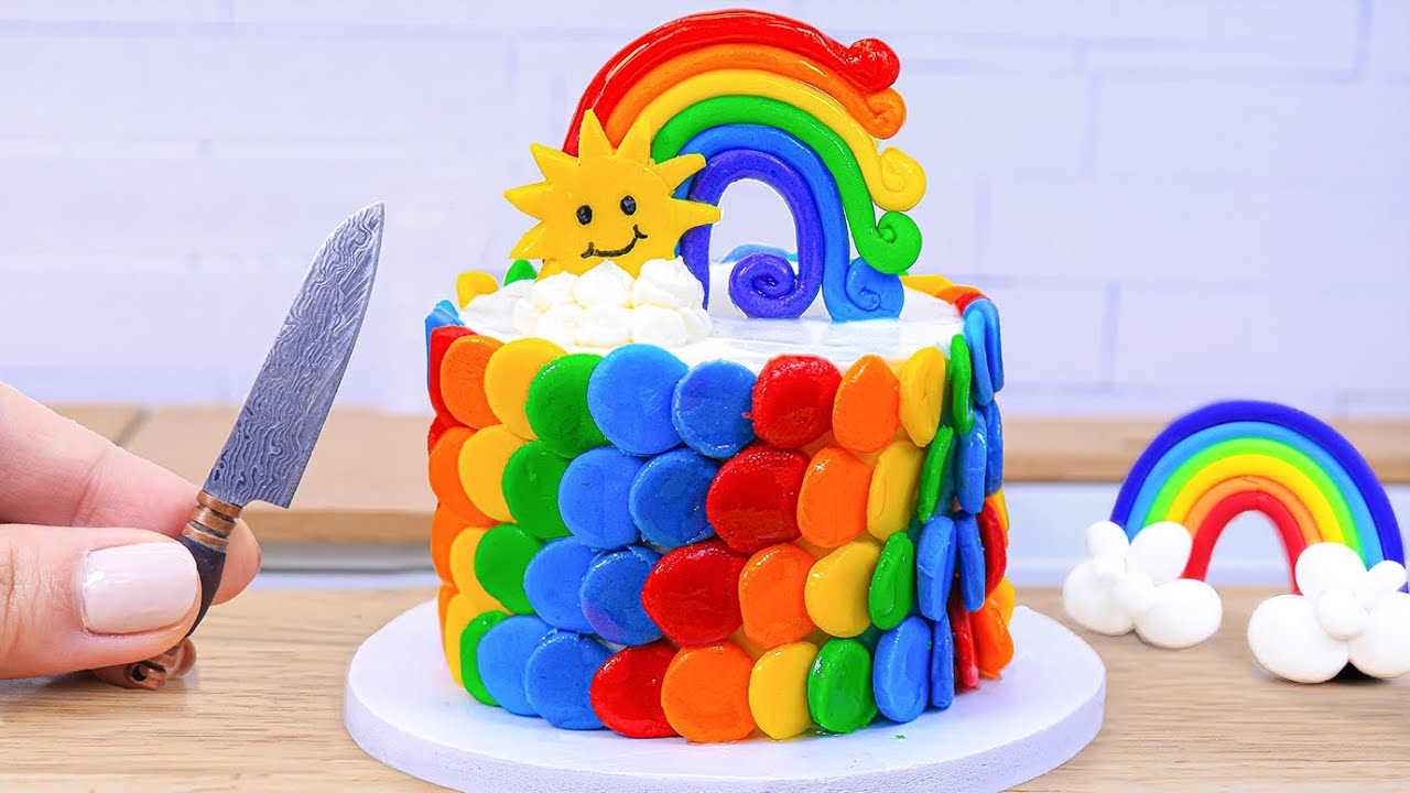 Extremely Tasty Baking Tiny Rainbow Cake 💟🍫 Best Mini Dessert DIY by Sweet Mini Cakes ✨