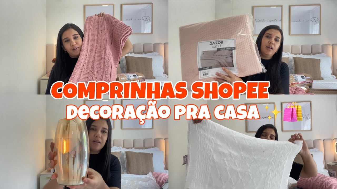 ACHADINHOS NA SHOPEE CASA E DECORA&Ccedil;&Atilde;O/ PAGUEI BARATO EM CADA ITEM/ cobre leito, peseira tricot e + 