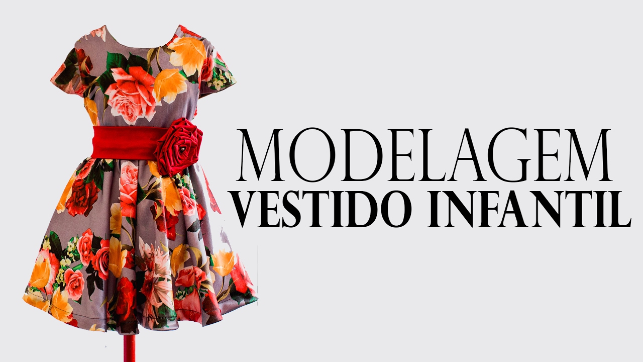 COMO FAZER MOLDE: VESTIDO INFANTIL COM MANGA E  DECOTE PROFUNDO