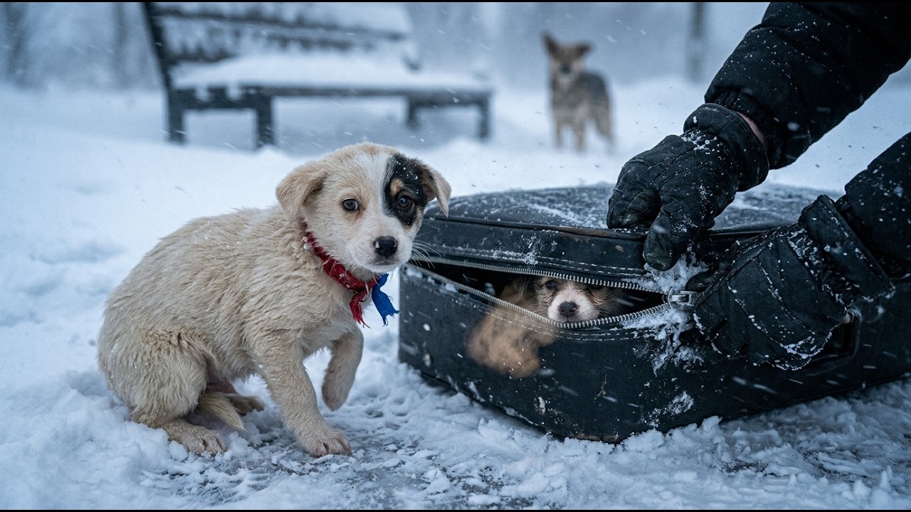 A Puppy Refused to Leave… and Led a Police Officer to a Snow-Covered Suitcase