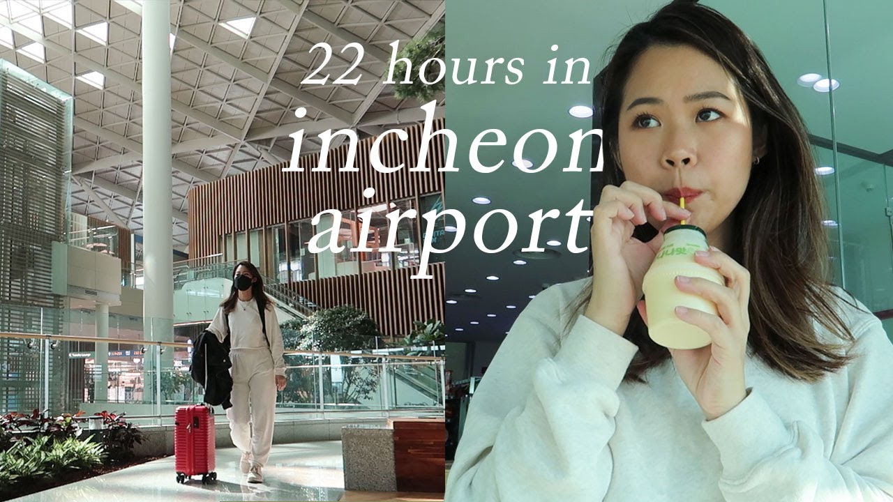 22 Hour Long Layover in Incheon Airport | Korean convenience store food, free Transfer Lounge