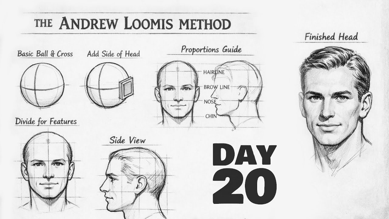 Drawing Class - Day 20 | Learn Portrait Drawing with Andrew Loomis Method